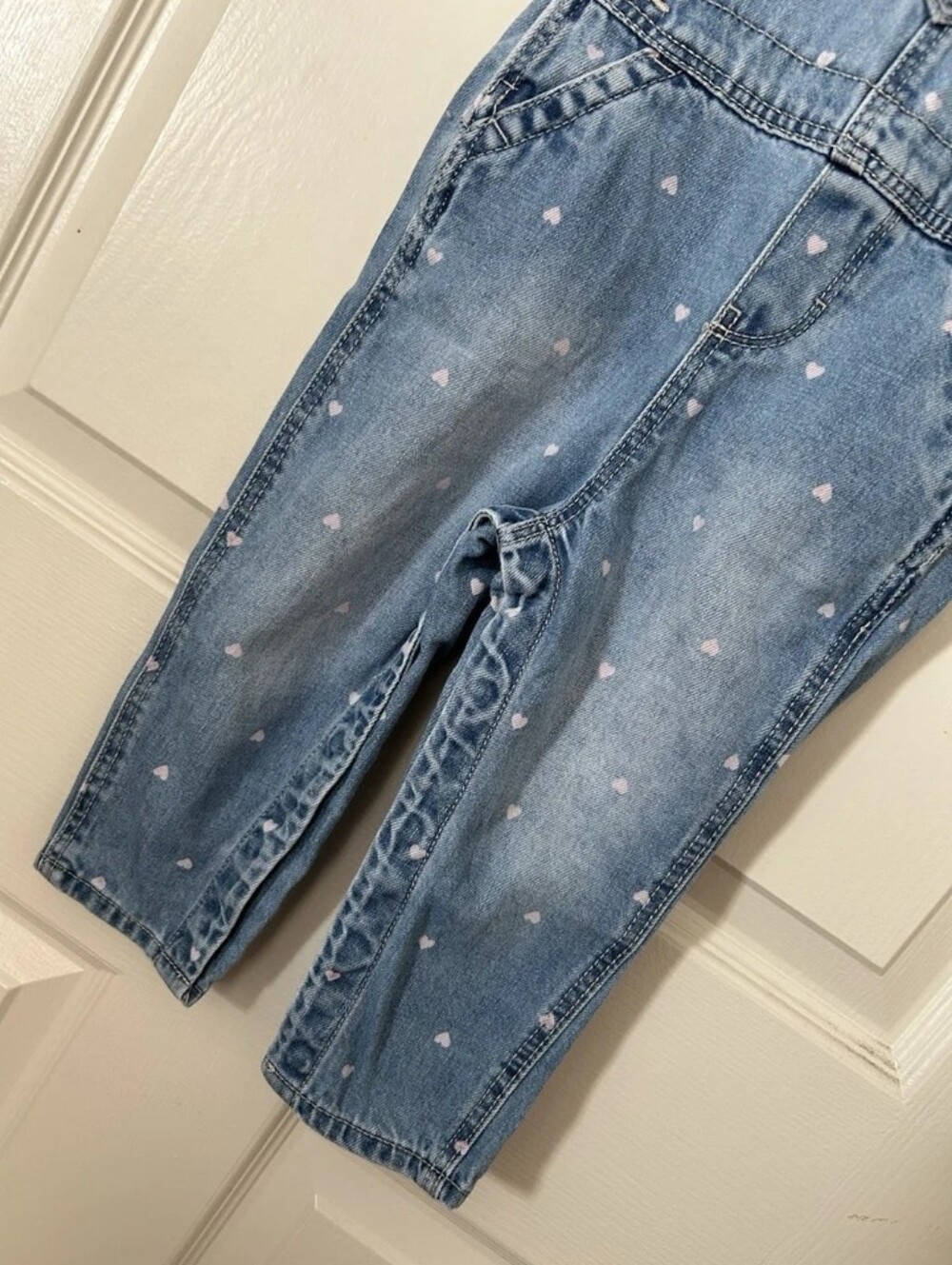 OshKosh Denim Overalls with Heart Print - Light Blue - Picture 4 of 4